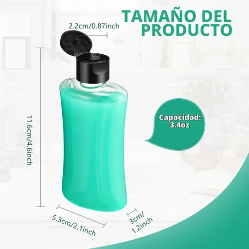 Vista 2 de Domensi - 36 botellas de viaje de 3.4 onzas con tapa abatible, loción