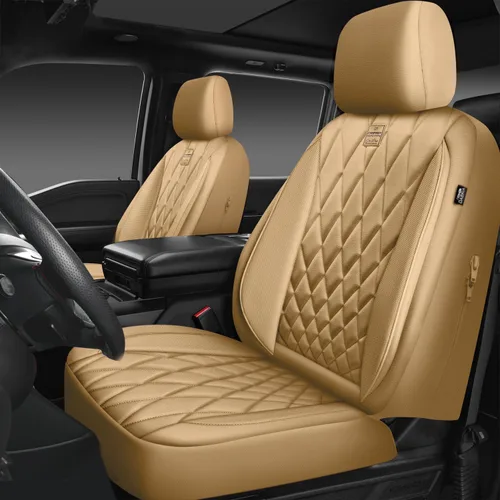 Vista 13 de Car Pass - Juego completo de fundas de asiento de lujo con ribete de cuero sintético, cubiertas de asiento automotrices antideslizantes impermeables