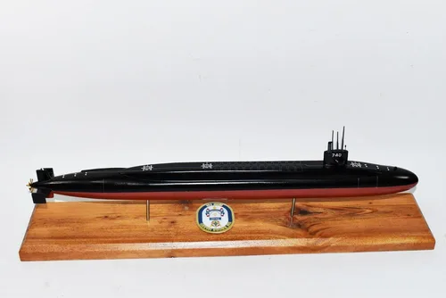Vista 4 de Squadron Nostalgia LLC USS Rhode Island SSBN-740 Modelo submarino, azul marino, modelo a escala, caoba, 20 pulgadas, clase de Ohio