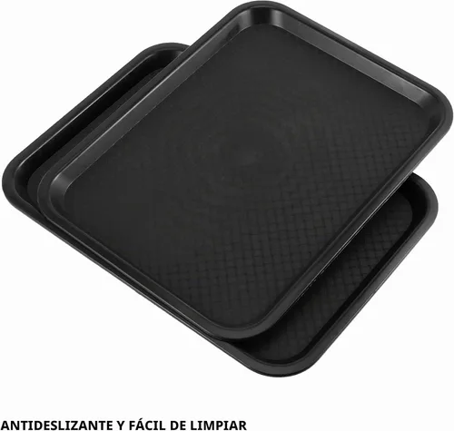 Vista 4 de SHEUTSAN 8 paquetes de bandejas de plástico de 16 x 12 pulgadas para comida rápida, bandejas rectangulares antideslizantes para servicio