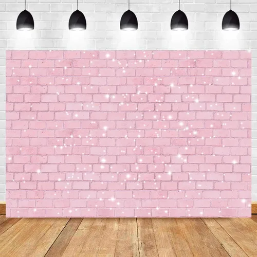 Vista 3 de Fondo de Fotografía de Pared de Ladrillos de Purpurina Rosa Retro 1,5x0,9 m, Ideal para Fiestas de Cumpleaños de Niñas, Baby Shower, Despedida