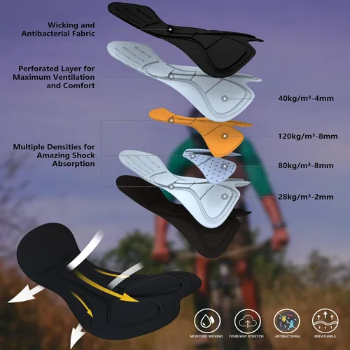 Vista 4 de Pantalones cortos de ciclismo de montaña para hombre, acolchados 3D, holgados, de secado rápido, ligeros, para ciclismo