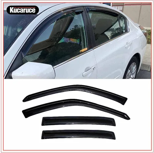 Vista 19 de Sun Rain Guards - Deflector de viento para ventana, 4 piezas de cinta en canal en color humo oscuro para Nissan Titan Crew Cab 2004-2015 194858