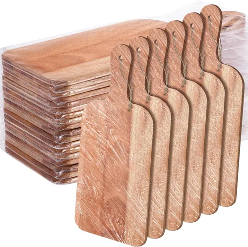 Vista 8 de Irenare Juego de 18 tablas de cortar lisas con asas, grabado láser, charcutería de madera, tabla de cortar para servir a granel para bricolaje