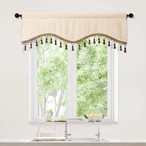 Vista 2 de Cortinas de doble cara de felpilla para cortina de cocina, cenefa para sala de estar