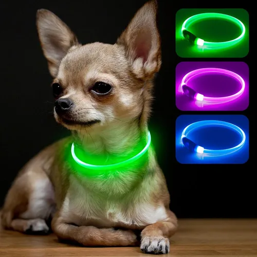 Vista 18 de BSEEN Collar de Perro Iluminado – Collar de Perro LED Visible a 360° Impermeable Recargable – Collar Brillante de TPU Cortable para Mascotas