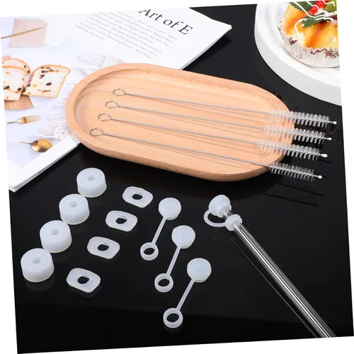 Vista 3 de Juego de 12 tapones de silicona para derrames con tapas de pajilla, cepillos de limpieza compatibles con Stanley Cup de grado alimenticio a prueba