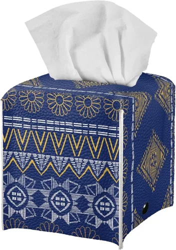 Vista 12 de ZFRXIGN Caja de pañuelos de hongos estética, funda cuadrada de piel sintética, organizador con cinturón inferior para tocador, encimera, mesita