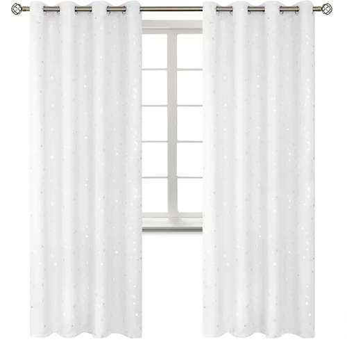 Vista 80 de BGment Cortinas opacas para dormitorio infantil, con aislamiento térmico, con ojales, estampado de estrellas plateadas, cortinas para oscurecer