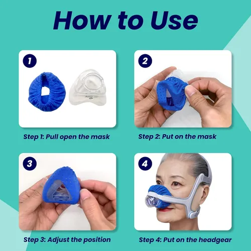 Vista 4 de NATAKU Paquete de 8 mascarillas faciales reutilizables CPAP' nasales para mascarilla N20, C con cojín de tela transpirable, reduce las marcas