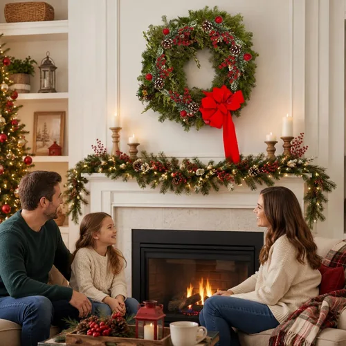 Vista 3 de BANBERRY DESIGNS Púas de Navidad – Plantación de piña con punta de nieve – racimos de bayas rojas y manzanas – Decoración – Artesanía – 9 piezas