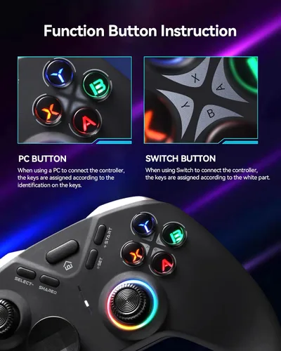 Vista 7 de DOYOKY Controlador inalámbrico para juegos controlador Bluetooth para PC Android vapor interruptor controlador de PC con retroiluminación LED