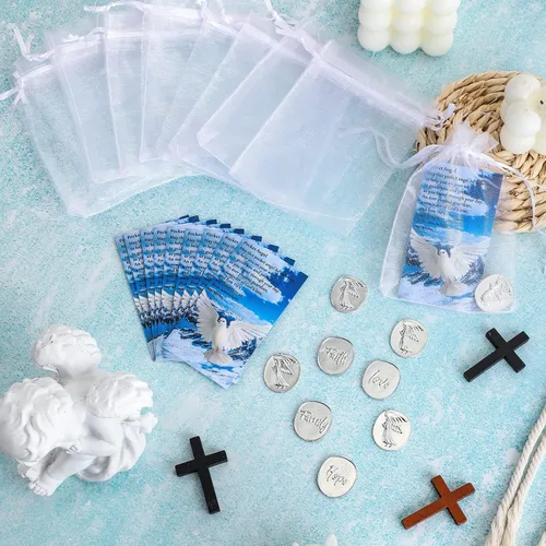 Vista 4 de Sureio Juego de 30 piezas inspiradoras de bolsillo para recuerdos de ángel, signo conmemorativo, fe, amor, familia, esperanza, coraje, ángel, paz