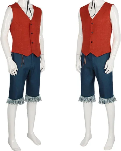 Vista 3 de Disfraz de Luffy para cosplay, disfraz de Luffy para adultos, uniforme de Halloween