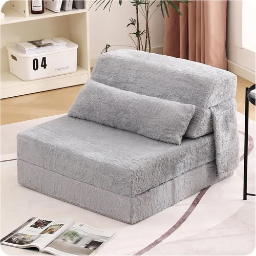 Vista 25 de Sofá cama plegable tamaño individual, colchón convertible con almohada, colchón de pana gruesa para el suelo, sofá cama con bolsillo lateral
