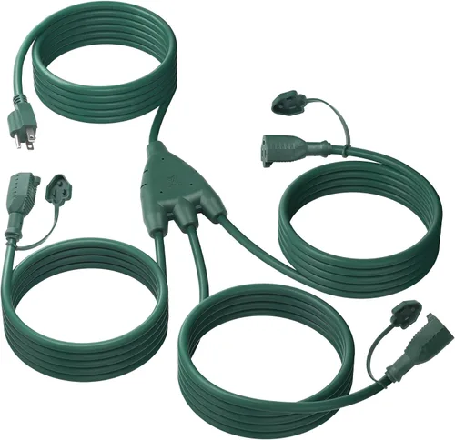 Vista 11 de El juego de cables de extensión para exterior de 2 paquetes de BN-Link es ideal para decoraciones de jardín en días festivos y equipos de jardín.