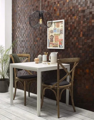 Vista 9 de Alenor Tessera - Paneles de pared de madera áspera 3D marrón, tablones de 5.80 pies cuadrados, juego de paneles de madera natural recuperada, ajuste
