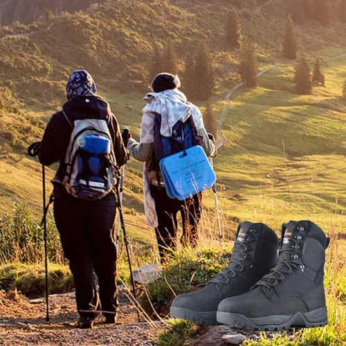 Vista 2 de Men's Waterproof Military Tactical Boots Lightweight Work Boot Insulated Hunting Boots, 8 Inches Lace-up Outdoor Boots, 400g Thinsulate