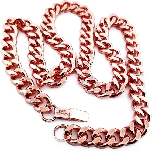 Vista 2 de 1 collar de eslabones cubanos de cobre puro cadena de joyería de 24 pulgadas unisex