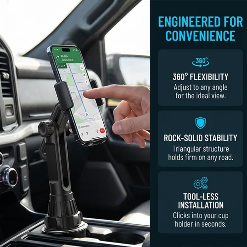 Vista 5 de Soporte de teléfono ajustable para taza de coche de 360 grados