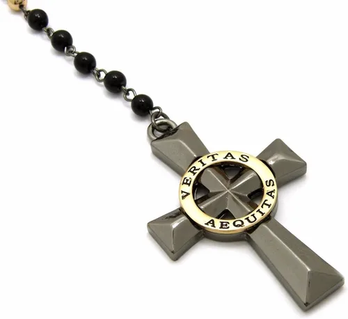 Vista 3 de COLLAR VERITAS AEQUITAS CRUZ BOONDOCK SAINTS COLLAR DE CRISTAL CON CUENTAS ROSARIO