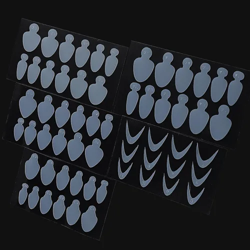 Vista 7 de Calcomanías dobles de forma francesa, 60 piezas de almohadillas de silicona reutilizables de doble forma, puntas de manicura francesa, molde