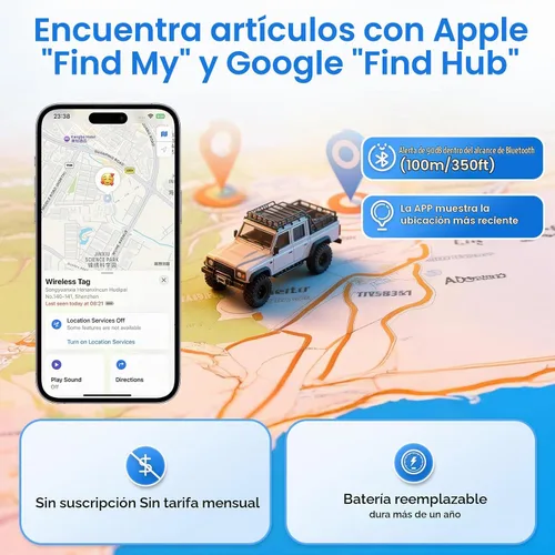 Vista 6 de Mini GPS Tracker for Vehicles (Universally for Android & iOS), Hidden Car Location Tracker w/Magnetic Case, Item Finder for Google Find Hub & iOS