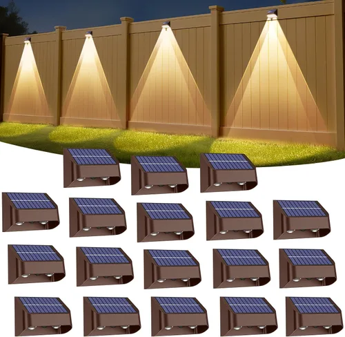 Vista 10 de Luces solares de valla súper duraderas al aire libre, luces de cubierta impermeables, perfectas para días de invierno y lluviosos, iluminación solar