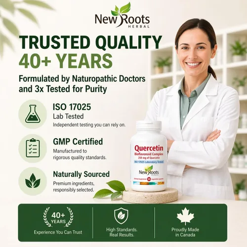 Vista 3 de NEW ROOTS HERBAL Cápsulas de quercetina con bromelina Fórmula 4 en 1 con quercetina, bromelina, bioflavonoides y rutina Suplemento de apoyo