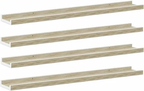 Vista 16 de Black Floating Shelves Set of 4, Wall Mounted MDF Shelves with Matte Finish for Living Room, Bedroom Decor Display