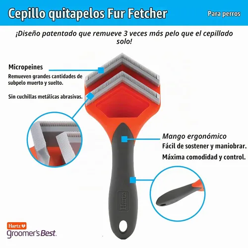 Vista 12 de Hartz Groomer's Best Fur Fetcher De-Shedder - Cepillo para perro, color negro