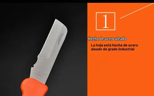 Vista 3 de Edward Tools Cuchillo de hoja recta para electricista – Cuchillo utilitario de diseño plegable Lockback – Acero inoxidable – Pelacables, aislamiento