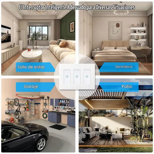 Vista 7 de Milfra Interruptor inteligente táctil: 3 bandas, interruptores de luz WiFi, compatible con Alexa, necesita cable neutro, no requiere concentrador
