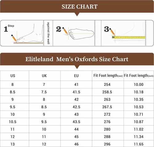 Vista 6 de EliteLand Zapatos de vestir para hombre, zapatos Oxford para hombre, zapatos de cuero elegantes con cordones, zapatos Derby formales casuales