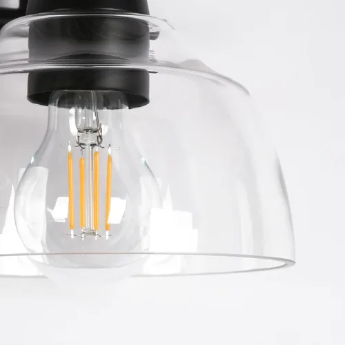 Vista 8 de KSANA Lámpara de baño negra, lámpara de tocador de 3 luces con pantalla de cristal transparente de gran apertura, moderna lámpara de pared de granja