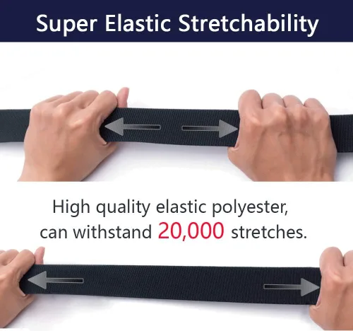 Vista 2 de LionVII Cinturones elásticos para hombre con hebilla de plástico sin metal para deportes de trabajo, fácil de recortar para adaptarse a cintura