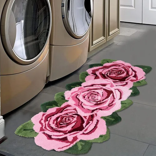 Vista 27 de USTIDE Tapete de baño de rosa esponjoso de 23.6 x 35.4 pulgadas, tapete de baño antideslizante para baño, cocina, sala de estar o dormitorio