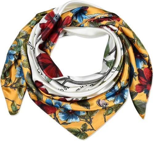 Vista 16 de corciova - Bufanda cuadrada grande para mujer, diadema sedosa para cabello rizado, lazo para dormir por la noche, bandana a la moda, 35 x 35