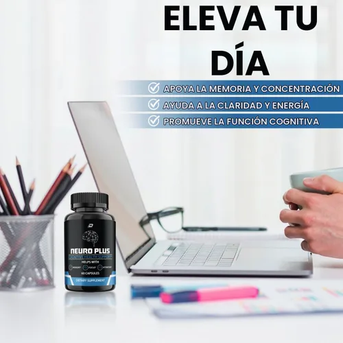 Vista 3 de Suplemento cerebral Neuro Plus, NeuroPlus para fórmula de memoria, Nero Plus PQQ para reducir los efectos negativos de la niebla cerebral, función