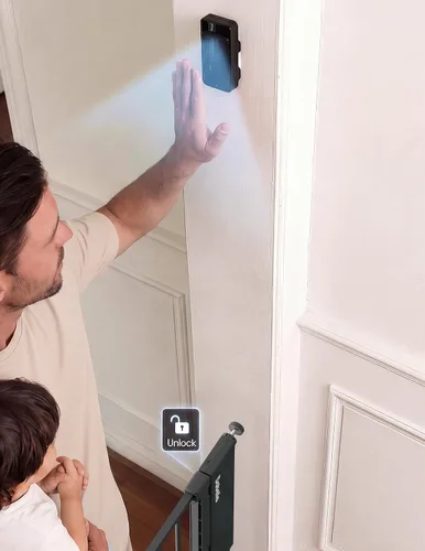 Vista 8 de Babelio - Puerta inteligente para bebé con apertura automática/cierre, montada a presión, sin taladro, para puertas/parte superior de escaleras.