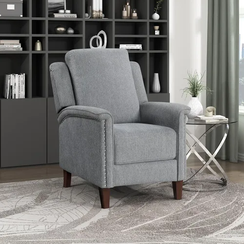 Vista 9 de Lexicon Silla Reclinable con Respaldo Empujable para Sala de Estar, Silla de Sofá Reclinable, Sillón Reclinable Moderno, Asiento Reclinable de Tela
