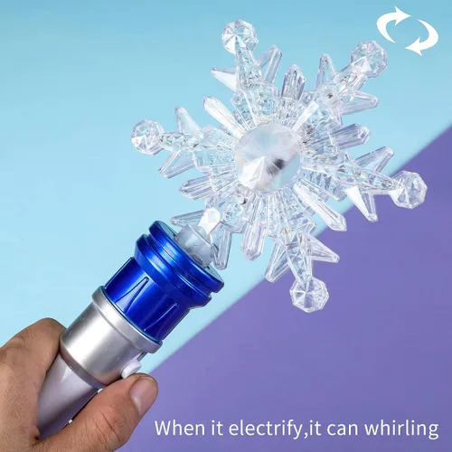 Vista 6 de Varita de Copo de Nieve Luminosa de Frozen - Varitas Giratorias de Copo de Nieve, Juguete de Varita Mágica Giratoria para Niñas y Niños, Juguetes