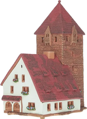 Vista 8 de Houses and Villages Collection - Miniatura coleccionable hecha a mano de la histórica torre Schuldturm en Nurnberg, Alemania, portavelas de té