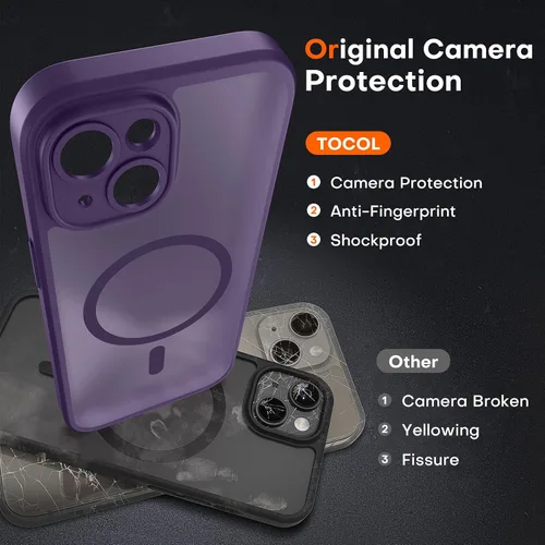 Vista 278 de TOCOL Funda para iPhone 11, compatible con Magsafe, protección completa de cámara, imanes integrados, protección contra caídas, funda translúcida