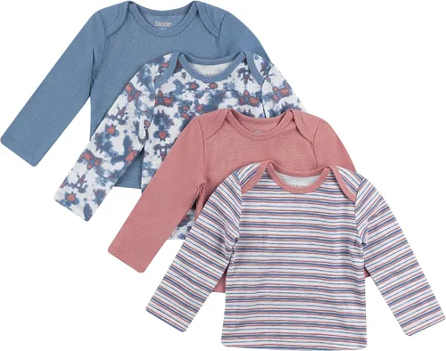Vista 7 de Hanes Camiseta de manga larga para bebé, camiseta de punto Ultimate Flexy para niños y niñas, paquete de 4 Conjunto de Brwn Dk Verde Azul