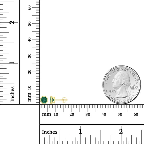 Vista 4 de Juego de aretes de tuerca de plata de ley 925 chapada en oro de 14 quilates, hipoalergénicos, de 0.197in, con bisel redondo de 0.197in, Circonia