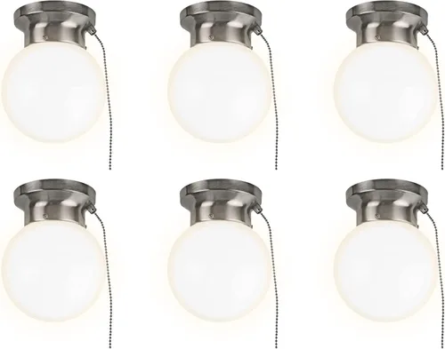 Vista 9 de Ultralux Montaje empotrado de vidrio LED utilitario de 6 pulgadas con cadena de tracción, lámpara de globo - 500 lúmenes 3000K lámpara para armario