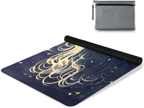 Vista 9 de Hermoso tapete de yoga de sirena para mujeres y hombres, 71 x 26 pulgadas, plegable, antideslizante, para pilates, aeróbicos, ejercicios de suelo