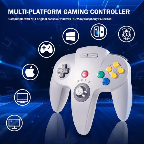 Vista 2 de KIWITATA Controlador inalámbrico N64, controlador remoto de 2.4 GHZ para juego de joystick, Gamepad compatible con consola N64, Switch, Raspberry
