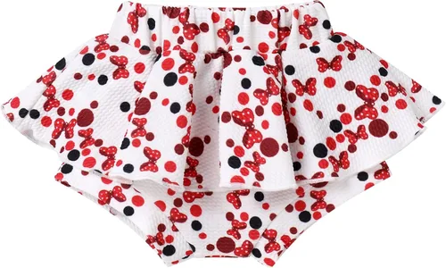 Vista 4 de IMEKIS Traje de ratón para bebé y niña mameluco de girasol y melocotón pantalones cortos con volantes diadema para sesión de fotos de pastel